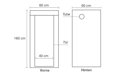 HOMEbox Ambient Q 60+, aufgeb. 60 x 60 x 160cm