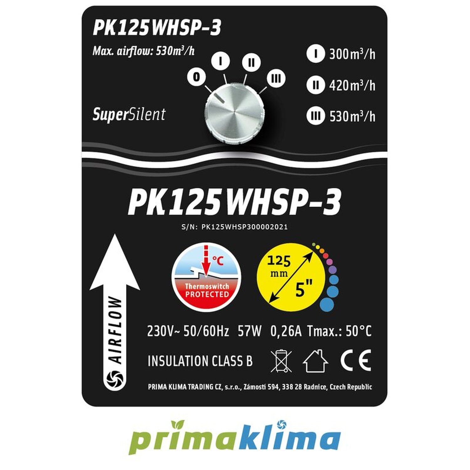 Prima Klima 125 3 Stufen 530m³/h Whisperblower